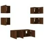 TV wall unit with LED lights, 6 pieces, engineered wood, brown oak. by , TV Furniture - Ref: Foro24-3216817, Price: 173,68 €,...