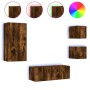 Muebles TV pared con LED 5 pzas madera ingeniería roble ahumado de , Muebles TV - Ref: Foro24-3216829, Precio: 181,05 €, Desc...