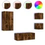 Wand-TV-Möbel mit LED 5 Stück Holzwerkstoff Eiche geräuchert von , TV-Möbel - Ref: Foro24-3216829, Preis: 178,79 €, Rabatt: %