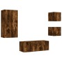 Muebles TV pared con LED 5 pzas madera ingeniería roble ahumado de , Muebles TV - Ref: Foro24-3216829, Precio: 181,05 €, Desc...