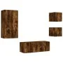 Wand-TV-Möbel mit LED 5 Stück Holzwerkstoff Eiche geräuchert von , TV-Möbel - Ref: Foro24-3216829, Preis: 178,79 €, Rabatt: %