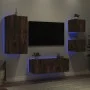 Wand-TV-Möbel mit LED 5 Stück Holzwerkstoff Eiche geräuchert von , TV-Möbel - Ref: Foro24-3216829, Preis: 178,79 €, Rabatt: %