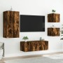Muebles TV pared con LED 5 pzas madera ingeniería roble ahumado de , Muebles TV - Ref: Foro24-3216829, Precio: 181,05 €, Desc...