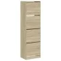Shoe cabinet with 4 folding drawers in Sonoma oak, 60x42x204 cm by , Shoe racks and shoe organizers - Ref: Foro24-3214394, Pr...