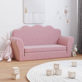 Rosafarbenes 2-Sitzer-Kinderschlafsofa aus weichem Plüsch von , Baby- und Kleinkindmöbel - Ref: Foro24-357063, Preis: 81,93 €...