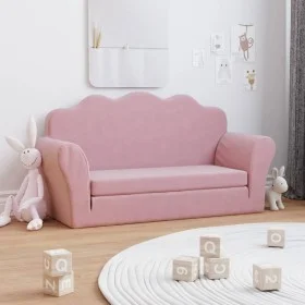 Rosafarbenes 2-Sitzer-Kinderschlafsofa aus weichem Plüsch von , Baby- und Kleinkindmöbel - Ref: Foro24-357063, Preis: 79,96 €...
