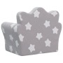 Sofá para niños felpa suave gris claro con estrellas