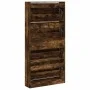 Shoe cabinet with 4 folding drawers in smoked oak, measuring 80x21x163.5cm. by , Shoe racks and shoe organizers - Ref: Foro24...