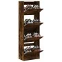 Shoe cabinet with 4 folding drawers in smoked oak, measuring 60x34x187.5cm. by , Shoe racks and shoe organizers - Ref: Foro24...