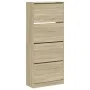 Shoe cabinet with 4 folding drawers Sonoma oak 80x34x187.5 cm by , Shoe racks and shoe organizers - Ref: Foro24-3214380, Pric...