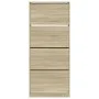 Shoe cabinet with 4 folding drawers Sonoma oak 80x34x187.5 cm by , Shoe racks and shoe organizers - Ref: Foro24-3214380, Pric...