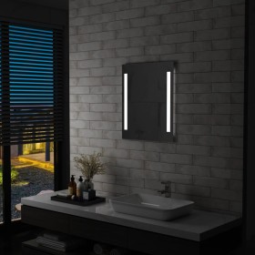 Espejo de pared de baño con LED y estante 50x70 cm