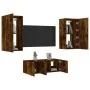 Muebles TV pared con LED 4 pzas madera ingeniería roble ahumado de , Muebles TV - Ref: Foro24-3216822, Precio: 179,33 €, Desc...