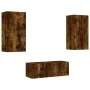 Muebles TV pared con LED 4 pzas madera ingeniería roble ahumado de , Muebles TV - Ref: Foro24-3216822, Precio: 179,33 €, Desc...