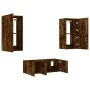 Muebles TV pared con LED 4 pzas madera ingeniería roble ahumado de , Muebles TV - Ref: Foro24-3216822, Precio: 179,33 €, Desc...