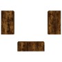 Muebles TV pared con LED 4 pzas madera ingeniería roble ahumado by , TV Furniture - Ref: Foro24-3216822, Price: 181,62 €, Dis...