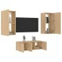 Wand-TV-Möbel mit LED 4 Stück Holzwerkstoff Sonoma Eiche von , TV-Möbel - Ref: Foro24-3216820, Preis: 174,71 €, Rabatt: %