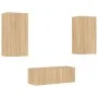 Wand-TV-Möbel mit LED 4 Stück Holzwerkstoff Sonoma Eiche von , TV-Möbel - Ref: Foro24-3216820, Preis: 174,71 €, Rabatt: %