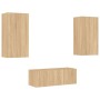 Wand-TV-Möbel mit LED 4 Stück Holzwerkstoff Sonoma Eiche von , TV-Möbel - Ref: Foro24-3216820, Preis: 176,89 €, Rabatt: %