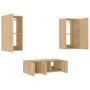 TV wall unit with LED lights, 4 pieces, engineered wood in Sonoma oak. by , TV Furniture - Ref: Foro24-3216820, Price: 174,71...
