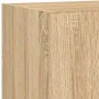 TV wall unit with LED lights, 4 pieces, engineered wood in Sonoma oak. by , TV Furniture - Ref: Foro24-3216820, Price: 174,71...