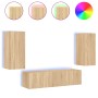 Wand-TV-Möbel mit LED 4 Stück Holzwerkstoff Sonoma Eiche von , TV-Möbel - Ref: Foro24-3216841, Preis: 165,99 €, Rabatt: %
