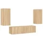 Wand-TV-Möbel mit LED 4 Stück Holzwerkstoff Sonoma Eiche von , TV-Möbel - Ref: Foro24-3216841, Preis: 163,91 €, Rabatt: %