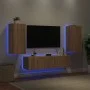 Wand-TV-Möbel mit LED 4 Stück Holzwerkstoff Sonoma Eiche von , TV-Möbel - Ref: Foro24-3216841, Preis: 163,91 €, Rabatt: %