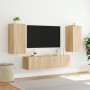 Wand-TV-Möbel mit LED 4 Stück Holzwerkstoff Sonoma Eiche von , TV-Möbel - Ref: Foro24-3216841, Preis: 165,99 €, Rabatt: %