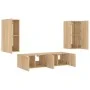 Wand-TV-Möbel mit LED 4 Stück Holzwerkstoff Sonoma Eiche von , TV-Möbel - Ref: Foro24-3216841, Preis: 163,91 €, Rabatt: %