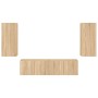 Wand-TV-Möbel mit LED 4 Stück Holzwerkstoff Sonoma Eiche von , TV-Möbel - Ref: Foro24-3216841, Preis: 165,99 €, Rabatt: %