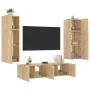 Muebles TV pared con LED 6 pzas madera ingeniería roble Sonoma de , Muebles TV - Ref: Foro24-3216834, Precio: 219,83 €, Descu...