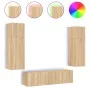 Muebles TV pared con LED 6 pzas madera ingeniería roble Sonoma de , Muebles TV - Ref: Foro24-3216834, Precio: 219,83 €, Descu...