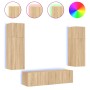 Wand-TV-Möbel mit LED 6 Stück Holzwerkstoff Sonoma Eiche von , TV-Möbel - Ref: Foro24-3216834, Preis: 222,63 €, Rabatt: %