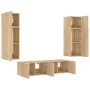 Muebles TV pared con LED 6 pzas madera ingeniería roble Sonoma de , Muebles TV - Ref: Foro24-3216834, Precio: 219,83 €, Descu...