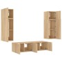 Wand-TV-Möbel mit LED 6 Stück Holzwerkstoff Sonoma Eiche von , TV-Möbel - Ref: Foro24-3216834, Preis: 222,63 €, Rabatt: %