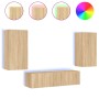 Wand-TV-Möbel mit LED 4 Stück Holzwerkstoff Sonoma Eiche von , TV-Möbel - Ref: Foro24-3216848, Preis: 188,41 €, Rabatt: %
