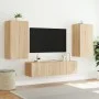 TV wall unit with LED lights, 4 pieces, engineered wood in Sonoma oak. by , TV Furniture - Ref: Foro24-3216848, Price: 186,09...