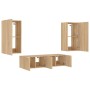 Wand-TV-Möbel mit LED 4 Stück Holzwerkstoff Sonoma Eiche von , TV-Möbel - Ref: Foro24-3216848, Preis: 188,41 €, Rabatt: %