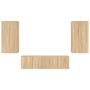 Muebles TV pared con LED 4 pzas madera ingeniería roble Sonoma de , Muebles TV - Ref: Foro24-3216848, Precio: 188,41 €, Descu...