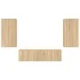 TV wall unit with LED lights, 4 pieces, engineered wood in Sonoma oak. by , TV Furniture - Ref: Foro24-3216848, Price: 186,09...