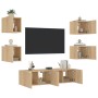 Muebles TV pared con LED 6 pzas madera ingeniería roble Sonoma by , TV Furniture - Ref: Foro24-3216855, Price: 182,48 €, Disc...