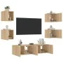 TV-Wandmöbel mit LED-Beleuchtung, 6-teilig, aus Eichenholz in Sonoma-Eiche-Optik. von , TV-Möbel - Ref: Foro24-3216855, Preis...