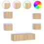 Muebles TV pared con LED 6 pzas madera ingeniería roble Sonoma by , TV Furniture - Ref: Foro24-3216855, Price: 182,48 €, Disc...