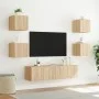 TV-Wandmöbel mit LED-Beleuchtung, 6-teilig, aus Eichenholz in Sonoma-Eiche-Optik. von , TV-Möbel - Ref: Foro24-3216855, Preis...
