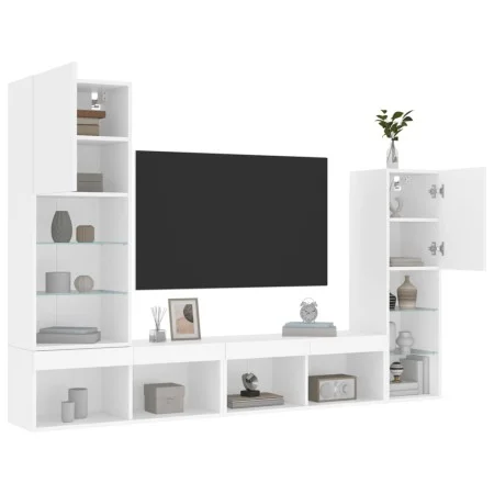 Wand-TV-Möbel mit LED 4 Stk. Holzwerkstoff weiß von , TV-Möbel - Ref: Foro24-3216654, Preis: 195,34 €, Rabatt: %