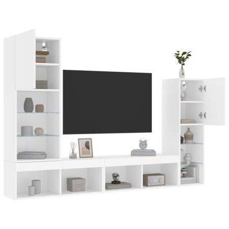 Wand-TV-Möbel mit LED 4 Stk. Holzwerkstoff weiß von , TV-Möbel - Ref: Foro24-3216654, Preis: 198,03 €, Rabatt: %