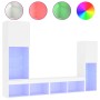 Muebles de TV de pared con LED 4 pzas madera ingeniería blanco de , Muebles TV - Ref: Foro24-3216654, Precio: 205,98 €, Descu...