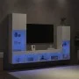 Wall-mounted TV furniture with LED, 4 pieces, engineered wood, white. by , TV Furniture - Ref: Foro24-3216654, Price: 194,82 ...