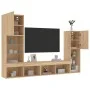 Wand-TV-Möbel mit LED 4 Stück Holzwerkstoff Sonoma Eiche von , TV-Möbel - Ref: Foro24-3216656, Preis: 168,87 €, Rabatt: %